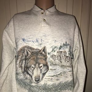 Vintage 90’s Art Unlimited All-Over Print Wolf Sweater